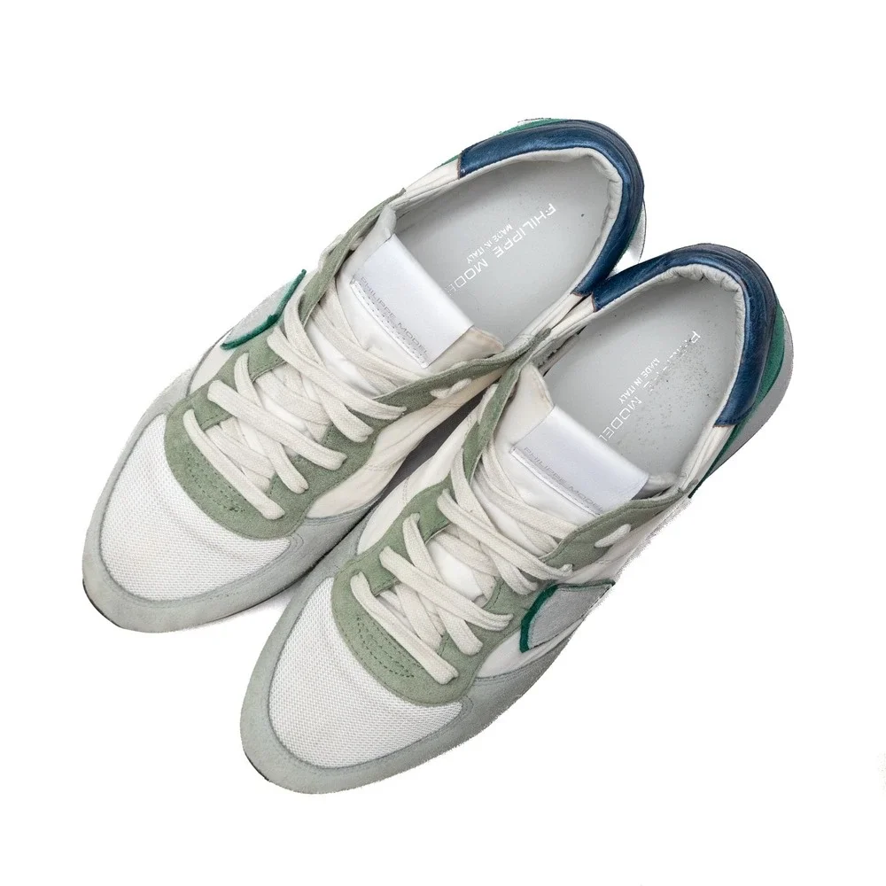 Philippe Model Tropez Tzlu‎ W111 White-Green Canvas Suede